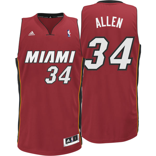 NBA Miami Heat 34 Ray Allen New Revolution 30 Swingman Alternate Red Jersey
