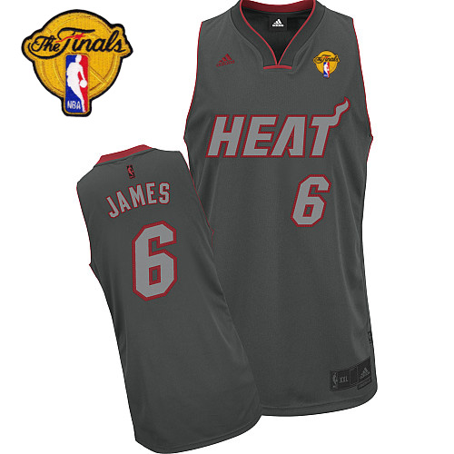  NBA Miami Heat 6 LeBron James Swingman Graystone Fashion Jersey 2012 NBA Finals Patch