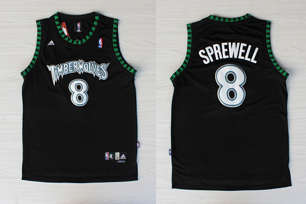 NBA Minnesota Timberwolves 8 Latrell Sprewell Throwback Soul Swingman Black Jersey