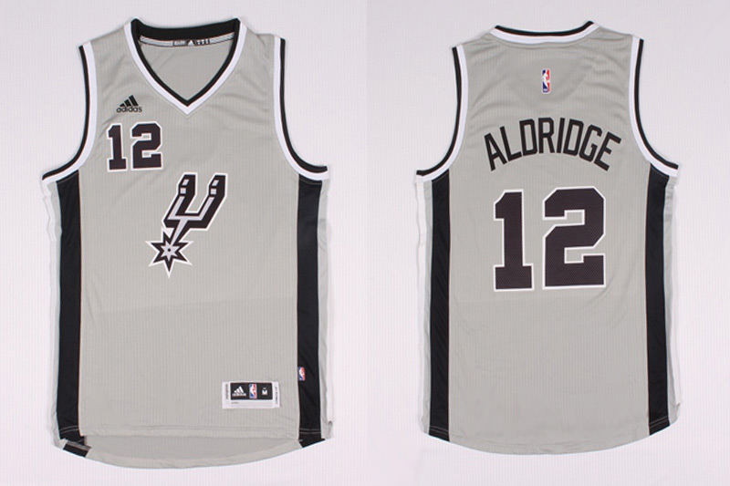 NBA San Antonio Spurs 12 Lamarcus Aldridge New Revolution 30 Swingman Road Grey Jersey