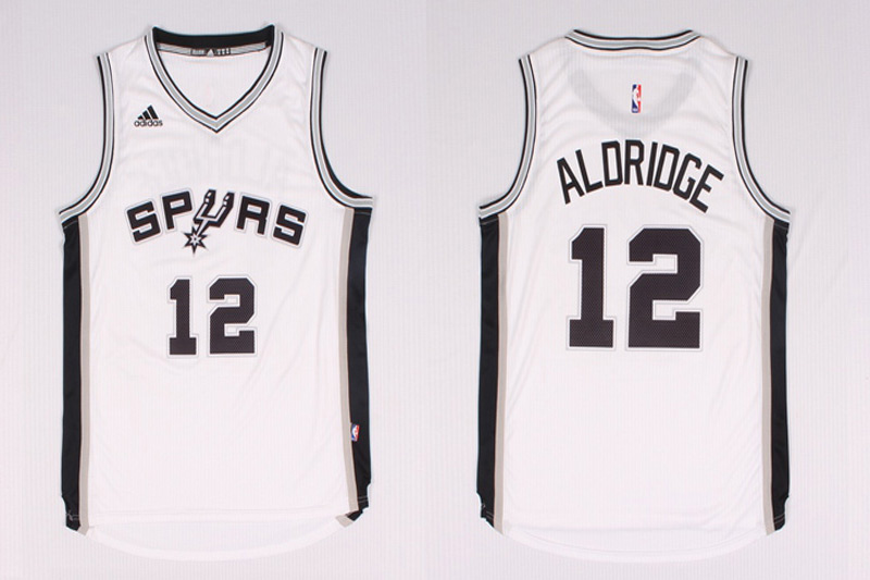 NBA San Antonio Spurs 12 Lamarcus Aldridge New Revolution 30 Swingman Road White Jersey