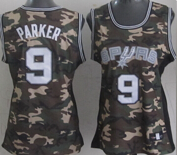 NBA Women San Antonio Spurs 9 Tony Parker Camouflage Camo Swingman Fashion Jersey