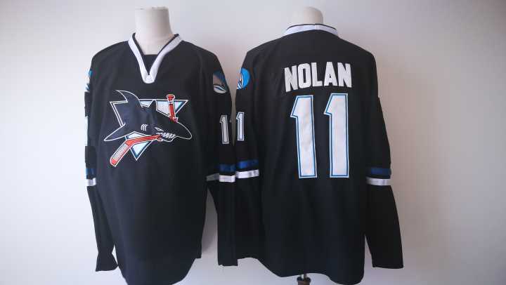 NHL San Jose Sharks 11 Owen Nolan Black Throwback Ice Hockey Jerseys