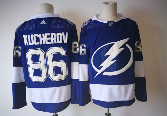 NHL Tampa Bay Lightning 86 Nikita Kucherov Blue Ice Hockey Jerseys