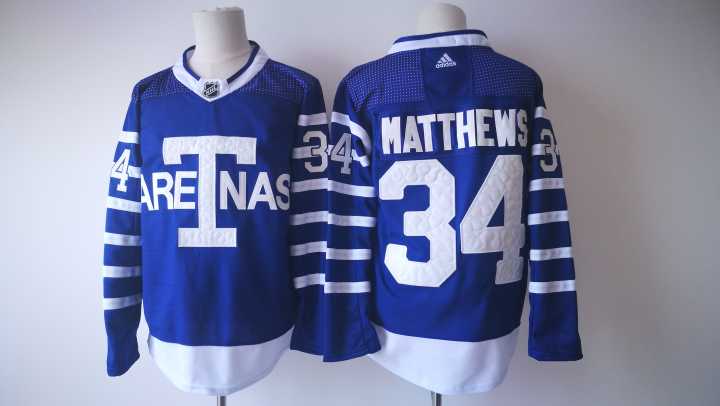 NHL Toronto Maple Leafs 34 Auston Matthews Blue Throwback Ice Hockey Jerseys