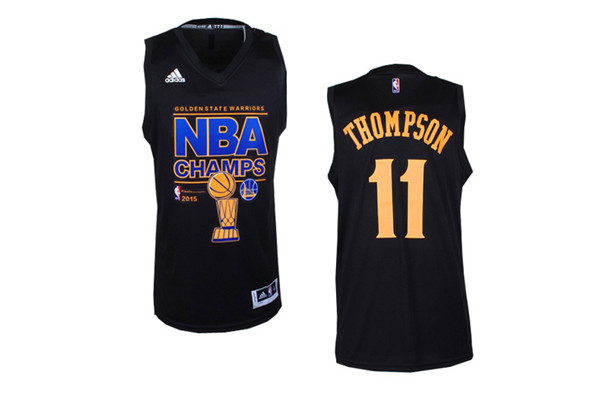 Golden State Warriors 11 Klay Thompson 2015 NBA Finals Champions Black Jersey