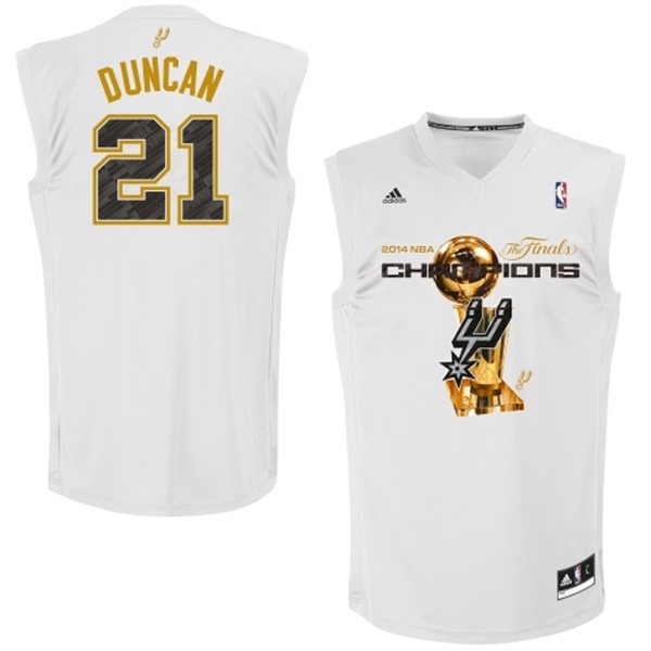San Antonio Spurs 21 21 Tim Duncan 2014 NBA Finals Champions White Jersey