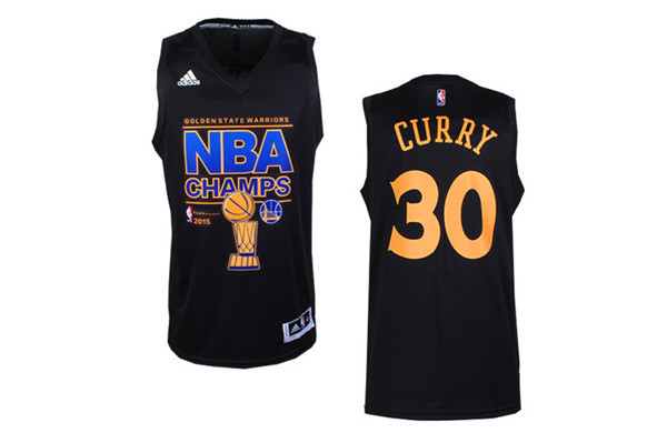 Golden State Warriors 30 Stephen Curry 2015 NBA Finals Champions Black Jersey