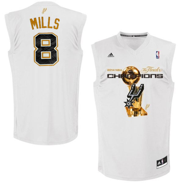 San Antonio Spurs 8 Patrick Mills 2014 NBA Finals Champions White Jersey