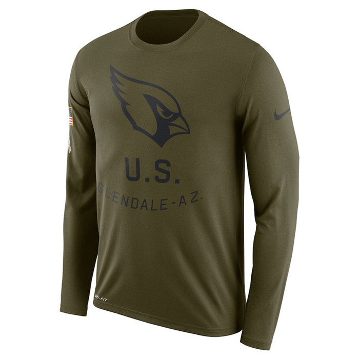 Arizona Cardinals Salute to Service Sideline Legend Performance Long Sleeve T Shirt Olive