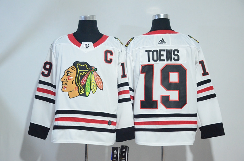 Blackhawks 19 Jonathan Toews White Jersey