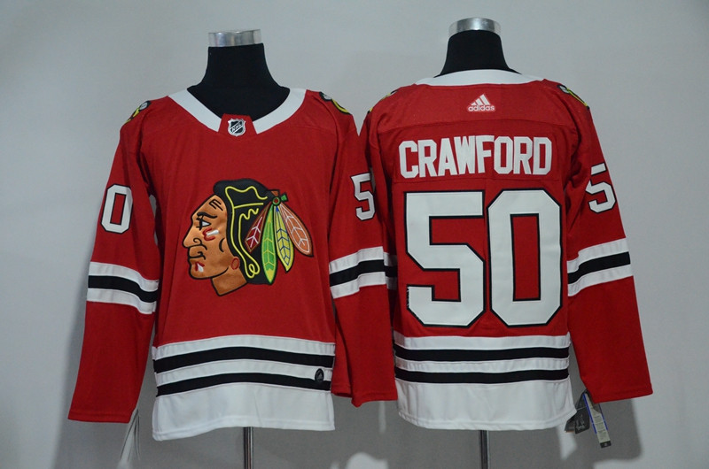 Blackhawks 50 Corey Crawford Red Jersey