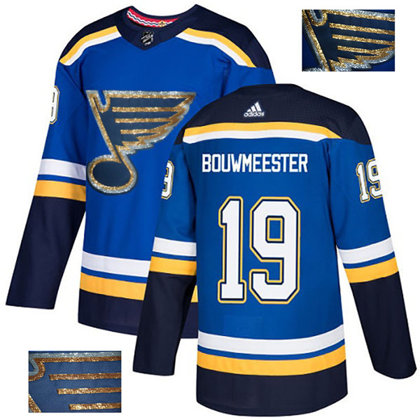 Blues 19 Jay Bouwmeester Blue Glittery Edition Jersey