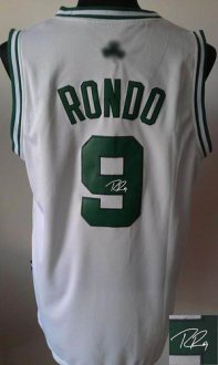 Boston Celtics Revolution 30 Autographed 9 Rajon Rondo White Stitched NBA Jersey