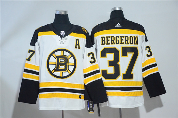 Bruins 37 Patrice Bergeron White Jersey