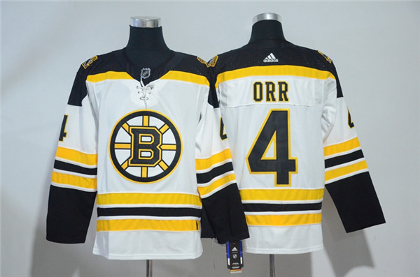 Bruins 4 Bobby Orr White Jersey
