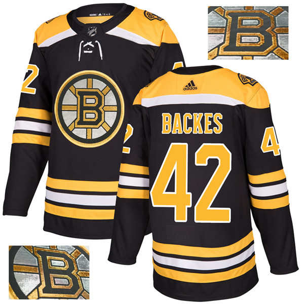 Bruins 42 David Backes Black With Special Glittery Logo Jersey