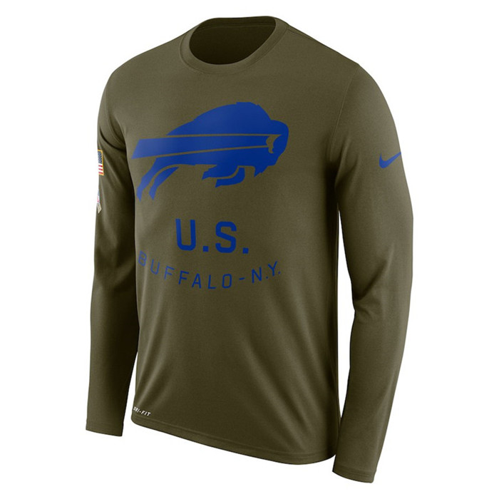 Buffalo Bills Salute to Service Sideline Legend Performance Long Sleeve T Shirt Olive