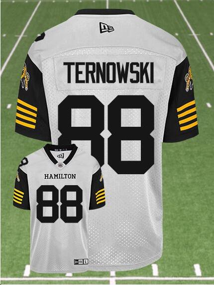 CFL Hamilton tiger cats 88 TERNOWSKI Crested Away White Jersey