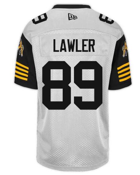 CFL Hamilton tiger cats 89 LAWLER Crested Away White Jersey