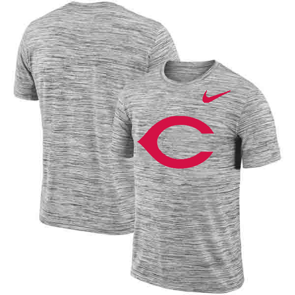 Cincinnati Reds Heathered Black Sideline Legend Velocity Travel Performance T Shirt