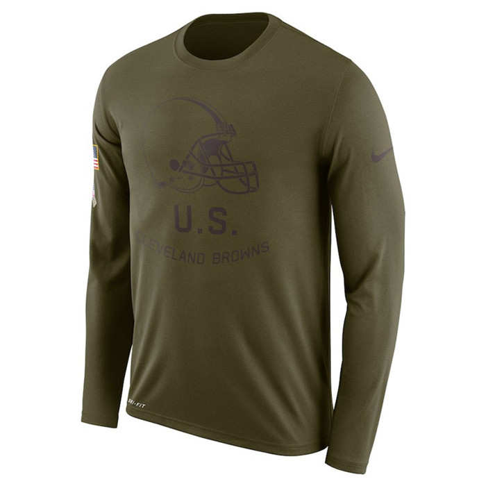 Cleveland Browns Salute to Service Sideline Legend Performance Long Sleeve T Shirt Olive