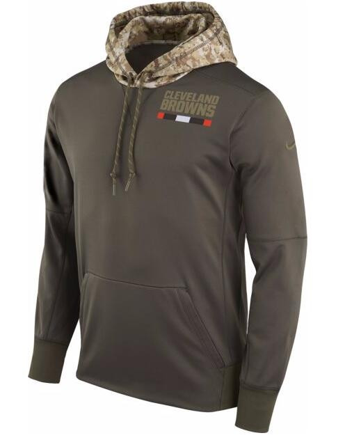 Cleveland Browns Salute to Service Sideline Therma Pullover Hoodie Olive