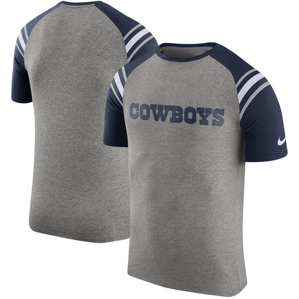 Dallas Cowboys Enzyme Shoulder Stripe Raglan T Shirt Heathered Gray