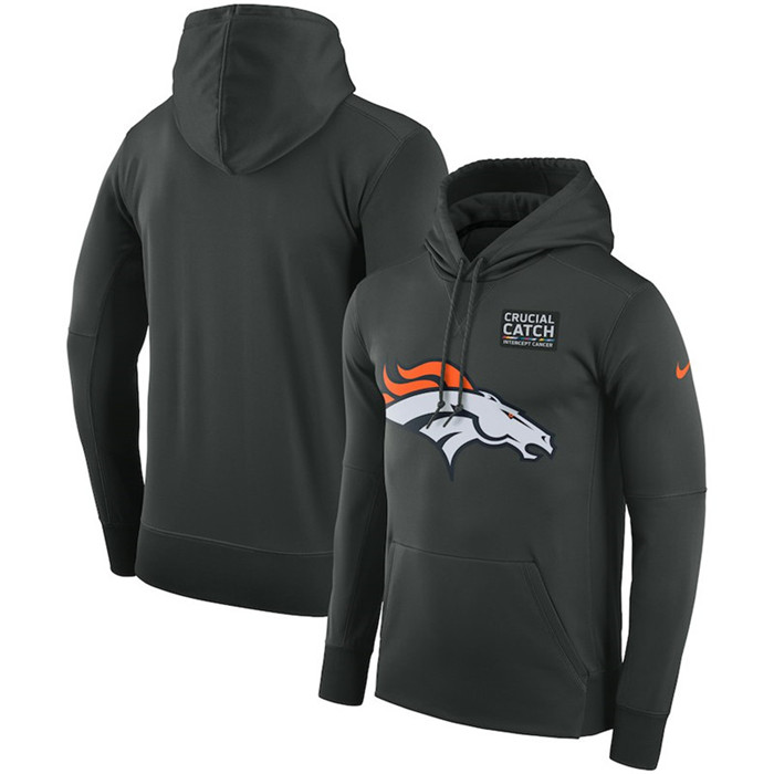 Denver Broncos Anthracite Crucial Catch Performance Hoodie