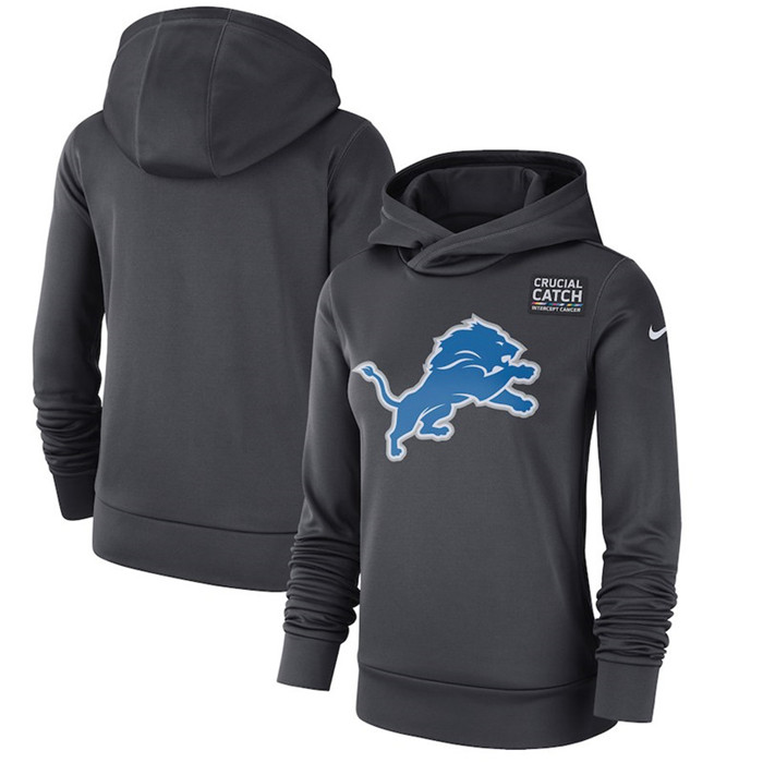 Detroit Lions Anthracite Women's Crucial Catch Performance Hoodie