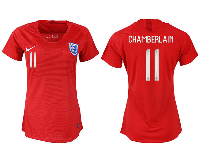 England 11 CHAMBERLAIN Away Women 2018 FIFA World Cup Soccer Jersey