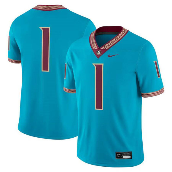 Florida State Seminoles 1 Teal Stitched Football Game Jersey