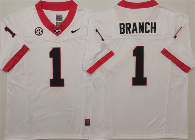 Georgia Bulldogs 1 Zachariah Branch White 2025 F.U.S.E. Stitched Jersey