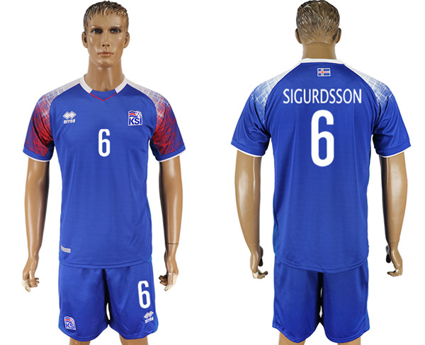 Iceland 6 SIGURDSSON  Home 2018 FIFA World Cup Soccer Jersey