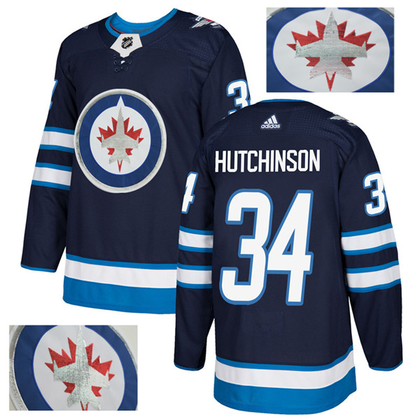 Jets 34 Michael Hutchinson Navy With Special Glittery Logo Jersey