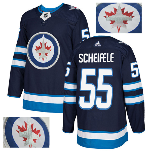 Jets 55 Mark Scheifele Navy With Special Glittery Logo Jersey