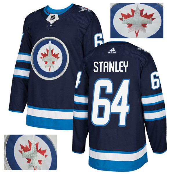 Jets 64 Logan Stanley Navy With Special Glittery Logo Jersey