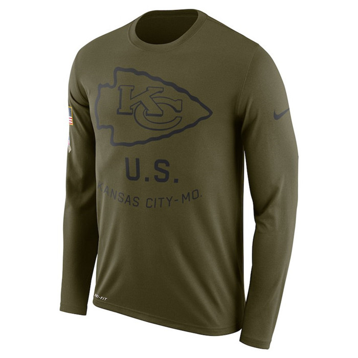 Kansas City Chiefs Salute to Service Sideline Legend Performance Long Sleeve T Shirt Olive