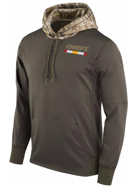 Kansas City Chiefs Salute to Service Sideline Therma Pullover Hoodie Olive