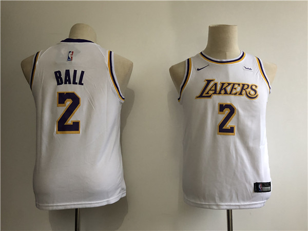 Lakers 2 Lonzo Ball White Youth 2018 19 Swingman Jersey