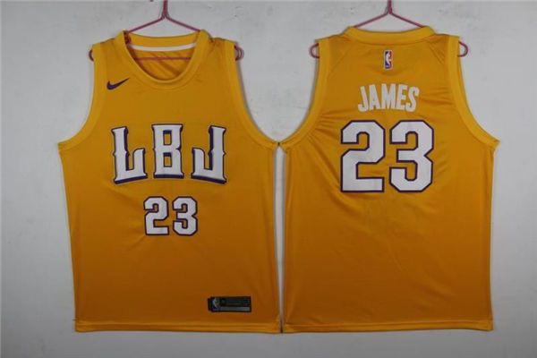 Lakers 23 Lebron James LBJ Gold Swingman Jersey