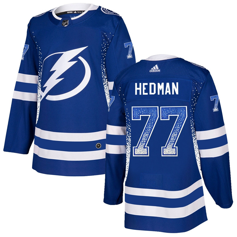 Lightning 77 Victor Hedman Blue Drift Fashion Jersey