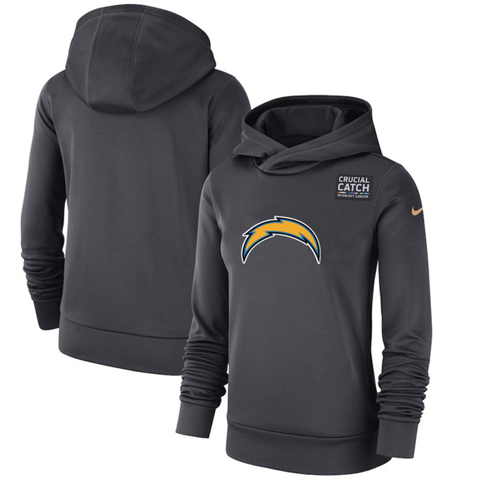 Los Angeles Chargers Anthracite Women's Crucial Catch Performance Hoodie