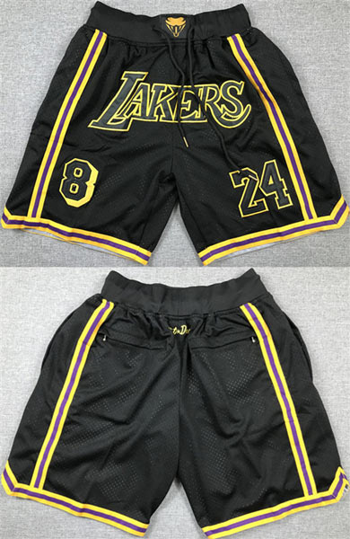 Los Angeles Lakers 8 24 Black Shorts (Run Small)