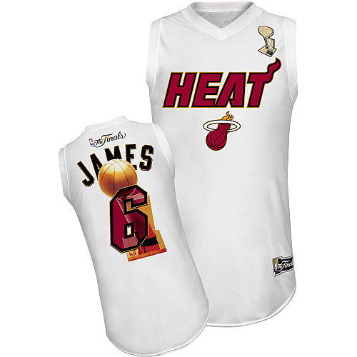 Majestic Miami Heat 6 LeBron James 2012 NBA Finals White Jersey