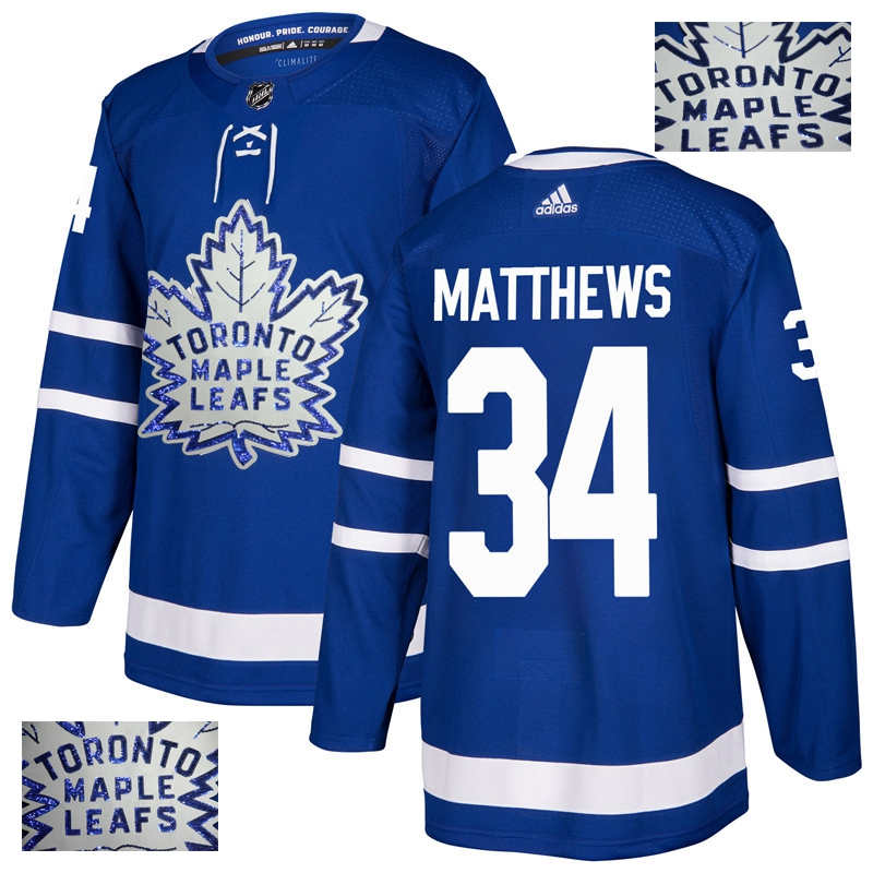Maple Leafs 34 Auston Matthews Blue With Special Glittery Logo Jersey