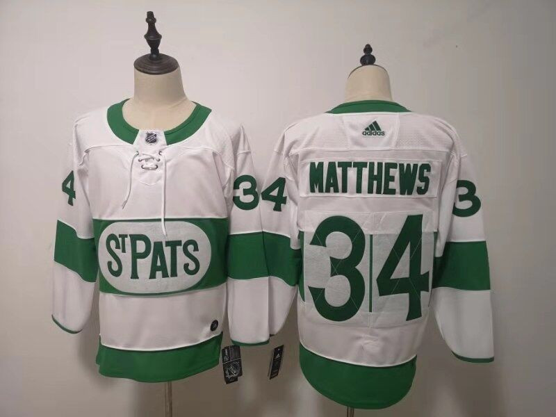 Maple Leafs 34 Auston Matthews White 2019 St. Patrick's Day Jersey