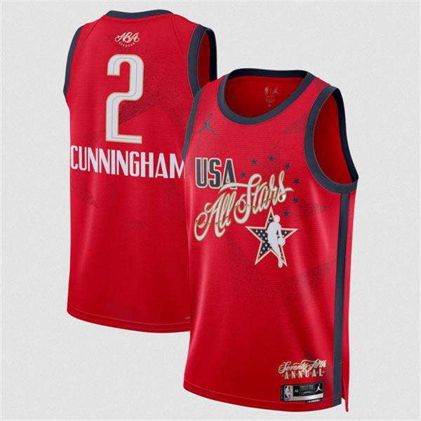 Men's 2026 All Star 2 Cade Cunningham Red Stitched Basketball Jersey