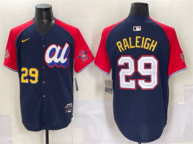 Men's American League 29 Cal Raleigh Navy Red Alternate 2025 All Star Edition Limited Stitched Baseball Jersey
