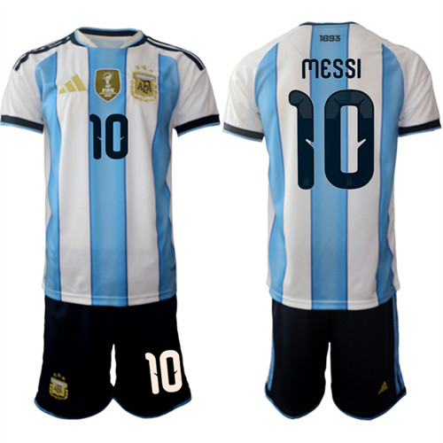 Men's Argentina 10 Lionel Messi National Team FIFA x World Cup 2026 Home White On Field Jersey